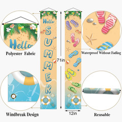 Hello Summer Porch Banner Flip Flops Beach Themed Seasonal Holiday Party Farmhou