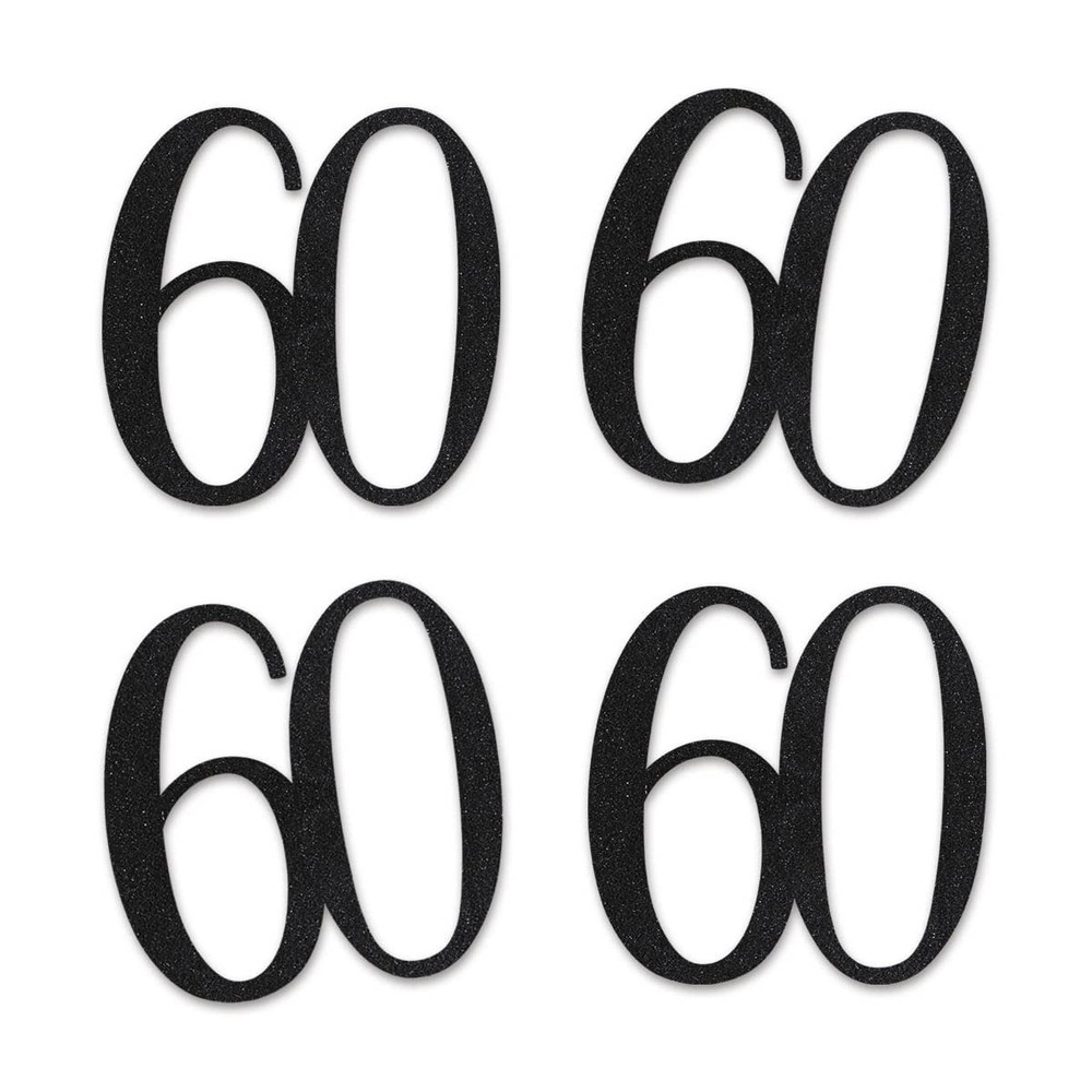 Black Glitter 60 CutOut Numbers 60th Birthday Anniversary Party Decor DIY