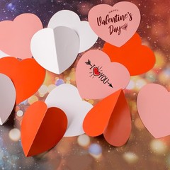 Large Heart Shape Paper CutOuts Double Sided Valentine Day Craft 48 PCS