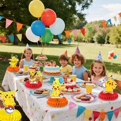 Pokemon 3D Double Side Pikachu Honeycomb Centerpieces Kids Birthday Party Decor