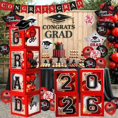 Graduation Decorations Class of 2026, Red and Black Graduation Decorations,