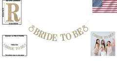 Bride to Be Banner Bachelorette Decor Gold Glitter Wedding Party Signs