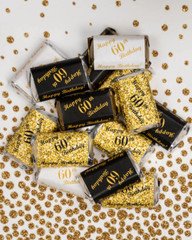 60th Birthday Miniatures Candy Bar Wrapper (Set of 60) CANDY NOT INCLUDED