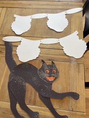 Halloween Cutout Decorations Lot -Cat-Some Vintage, some handmade!