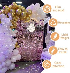 24PCS Pink Shimmer Wall Backdrop Panels 12″x12″ Square Sequins on Grid