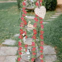 2 Pcs Silk Wildflower Garland Spring Daisies Flowers Garland Outdoor Rose Red