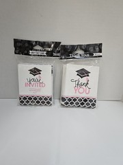 10 Pc Glamorous Grad Pink, White, and Black Party Set For 18 People