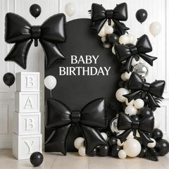 Black Bow Foil Balloons,38Inch and 21Inch Different Sizes Bow Helium Balloon …