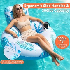 Inflatable Pool Float Adult with 50W Air Pump,Heart Shape Pool Float Chair wi…