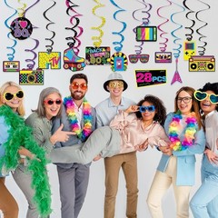 Vibrant 28PCS 80s Hanging Swirls for Birthday and Bachelorette Parties