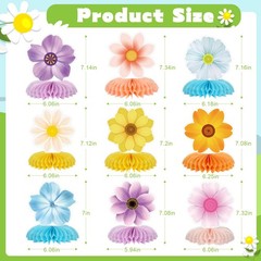9 PCS Spring Flower Centerpieces Honeycomb Birthday Party Decorations Girls