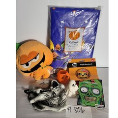 Halloween Decor Lot Plush Mask Ghost Pumpkin Decorating Kit Zombie Teeth