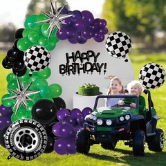 Monster Jam Decoracion De Cumpleaños Globos Morados Negros y Verdes Para Niños