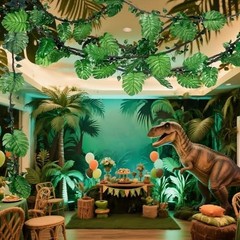 27 Pcs Jungle Vines Decorations – 10ft Artificial Rattans & Palm Leaves for Safa