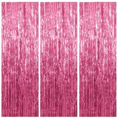 3 Pack Pink Backdrop Birthday Party Decorations Tinsel 39.4″W x 78.7″L,