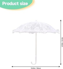 Mini White Lace Parasol 19.6″, Vintage Embroidery Decorative Umbrella for Wed…
