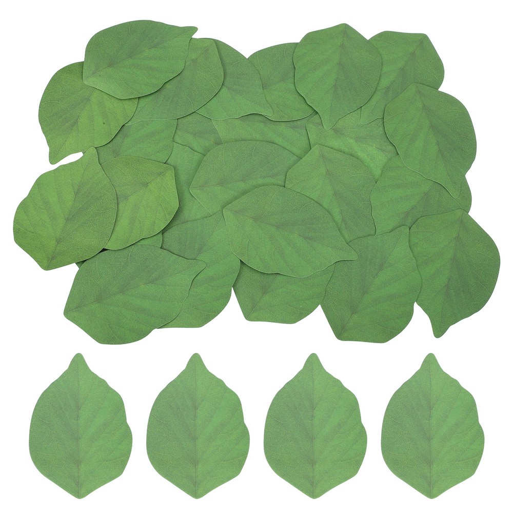 50 Pack Artificial Leaves Fall Leave Cutouts Leaf Green with Glue 3.7×2.4″