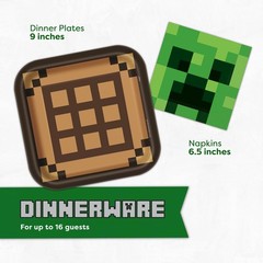 Minecraft Birthday Party Supplies – Decorations for 16 | Balloons, Banner, Plate