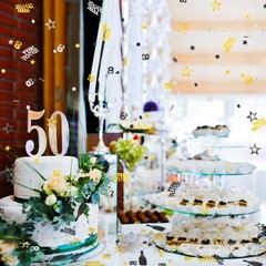 3000 Pcs 50th Birthday Confetti for Table Decoration 50 Confetti Mix Gold Bla…