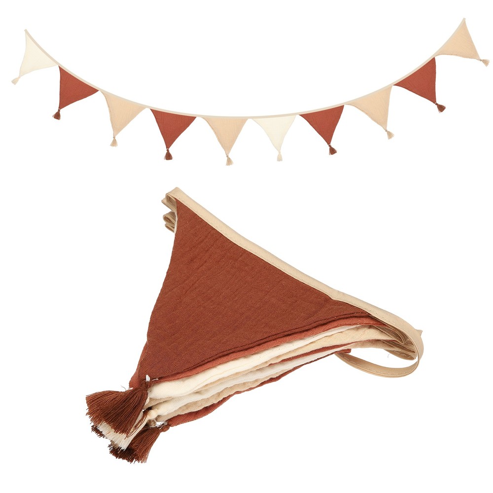3.1m/10.2ft Fabric Pennant Banner, Pennant Banner Flags, Beige/Coffee