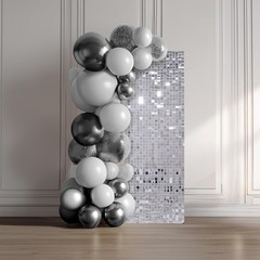 12 Pcs Silver Shimmer Wall Backdrop Panels Square Sequin Party Decoration 3×4 Ft
