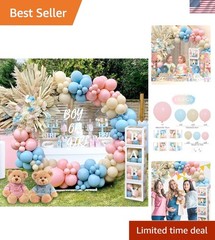 176-Piece Pink Blue Balloon Arch Kit for Elegant Gender Reveal Celebrations
