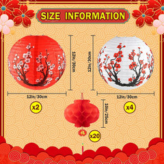 26 Pcs Hibachi Party Decorations Contains 6 Japanese Lanterns with Cherry Blosso