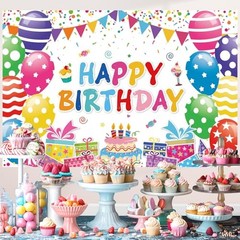 Birthday Decorations Kit, Happy Birthday Party Birthday Set + Honeycomb + Cloth