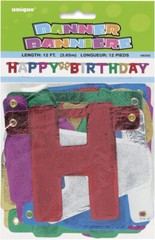 Glittery Happy Birthday Bow Jointed Banner, 12 Ft Jewel Colors