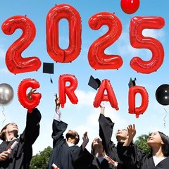 Party Spot！125 PCS Red and Black Graduation Party Decorations 2025 Graduation…