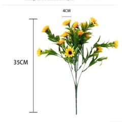 15 Head Yellow Artificial Sunflowers with Flexible Stems for Home Decor