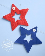 10ft Red, White & Blue Paper Star Banner Set of 2 for Patriotic Celebrations