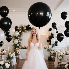 18 Inch Black Balloons 12 Pack Large Latex Party Balloons Round Helium Balloo…