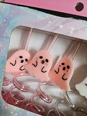 Tk Maxx Halloween Glow In The Dark Set Of 6 White & Pink Reusable Straws