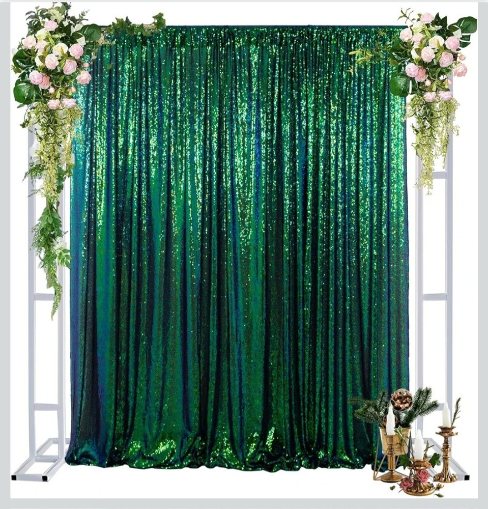 Sequin Backdrop Curtain 130cmx260cm Colorful Green Glitter Sequin Backdrop