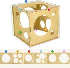 14 Holes Balloon Sizer Box Cube, Yellow Plastic Balloon Measurement Box, Collaps