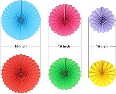 6 Pcs Decoration Hanging Party Paper Fans Set for Birthday Wedding Graduation Ev
