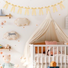 Champagne Bow Garland Banner 1 String 9 PCS, Pre-Strung Satin Ribbon Bow