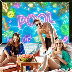 Summer Pool Party Backdrop Glow Swimming Pool Beach Party Decorations Summer Poo