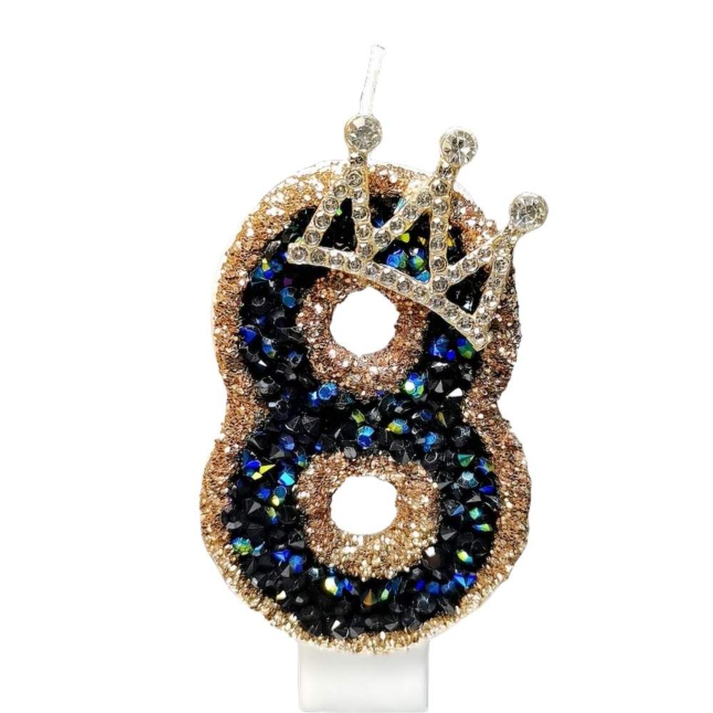 Generic Birthday Number Glitter Crown Candles Party Decor Supplies 8 Count