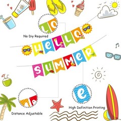 Colorful Hello Summer Sun Banner Garland Party Decorations Gift