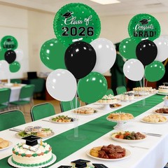 Graduation Decoration 2026 Balloon Stand Kit 4 Set Green Black Table Centerpiece