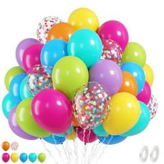 Colorful Balloons, 50 Pcs Summer Balloon, 12 Inch Green Purple Hot Pink Blue …