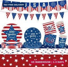 250th Anniversary USA Party Supplies 4th of July Patriotic Decor Set