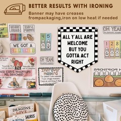 Checkered Classroom Decor Welcome Sign Banner,