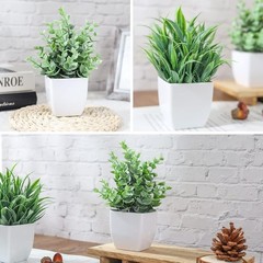 Der Rose 2 Pack Small Fake Plants Mini Artificial Potted for 2-grey