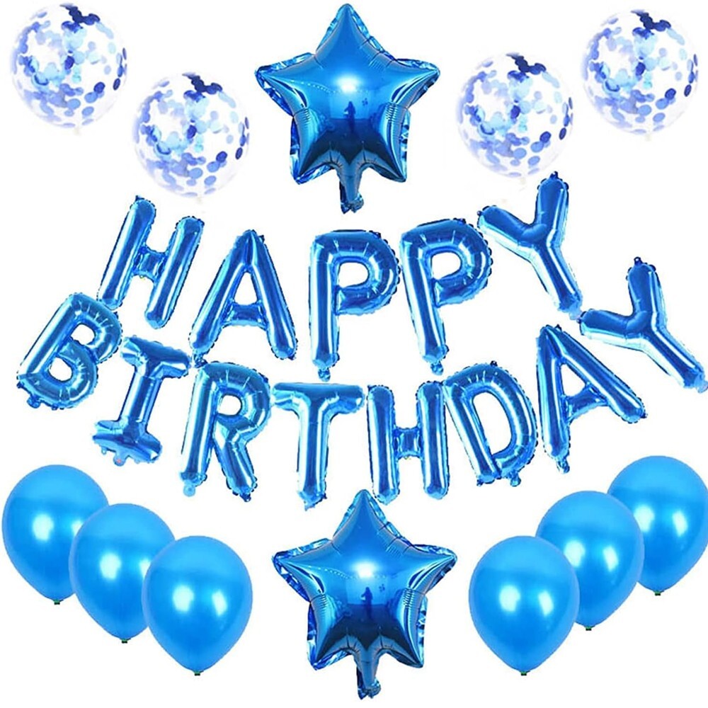Happy Birthday Banner & Balloon Kit – 25pcs Blue Party Decor Set with Letters