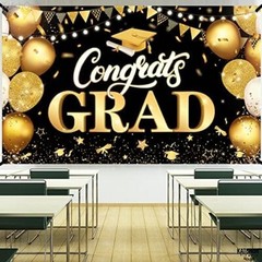 Celebrate with Style: 72×44 Inch Congrats Grad Banner – Durable & Elegant
