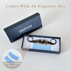 Fake Mustache Human Hair Beard for Men and Women, Black Color