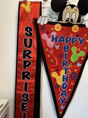 Disney Hidden Peeking Mickey Mouse Happy Birthday Party Embroidered Felt Pennant